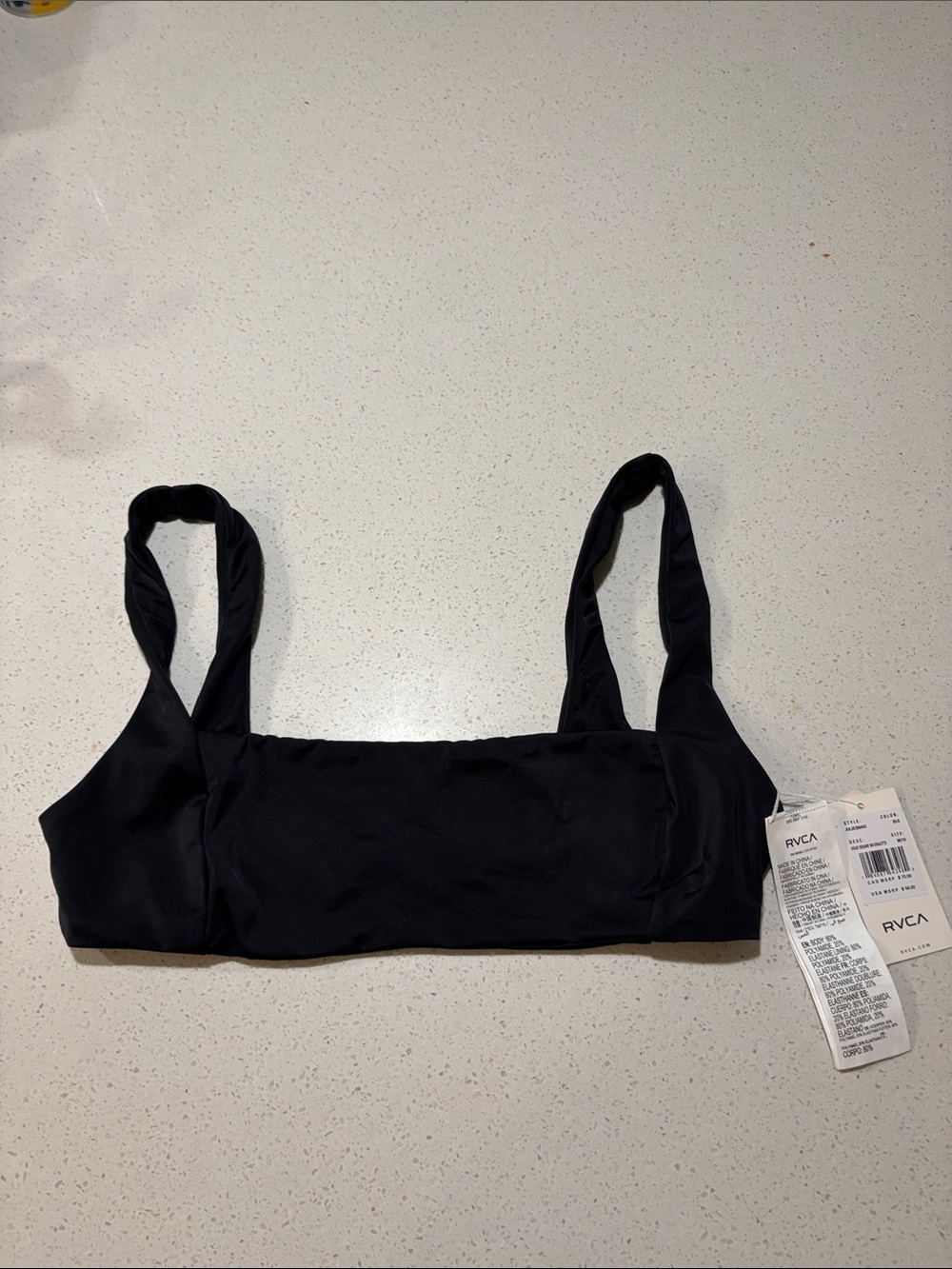 RVCA Black Square Bralette with Wide Straps
